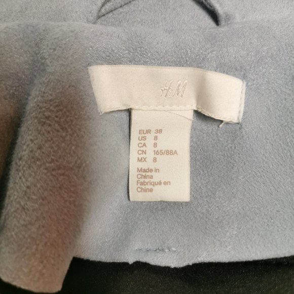 EUC H&M Suede Sky Blue Jacket Size 8 Moto Style Medium - Picture 6 of 6